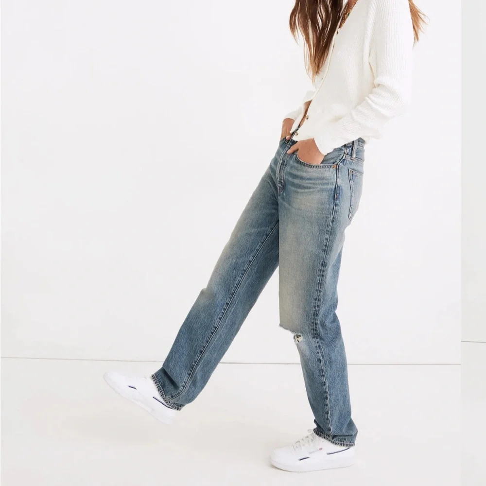 Madewell The Dad Jean 32 High Rise Med Wash Button Fly 100% Cotton Relaxed Fit - Picture 2 of 12